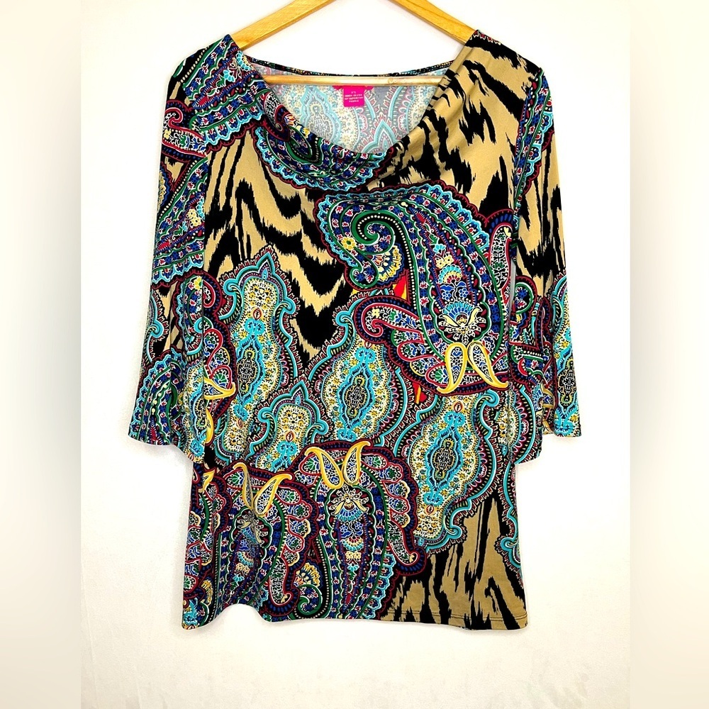 Sunny Leigh Multicolor/print Paisley Women's Tunic Top Size XS